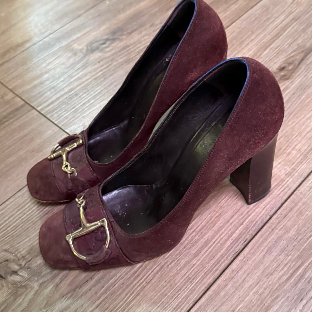 Gucci  Chocolate Brown Suede Heels